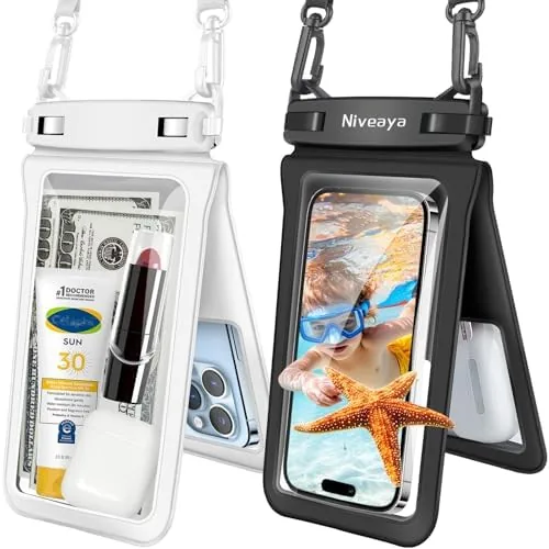 Niveaya Double Space Waterproof Phone Pouch - 2 Pack, Waterproof Phone Lanyard Case with Review: Tested and Rated