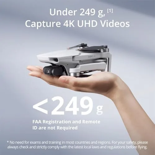 Close-up of the DJI Mini 4K gimbal camera at the front of the drone