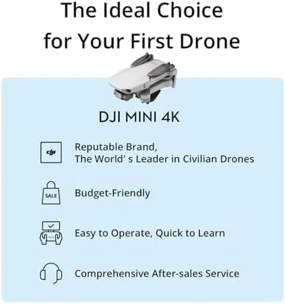 The DJI Mini 4K flying over a landscape captured from the controller feed