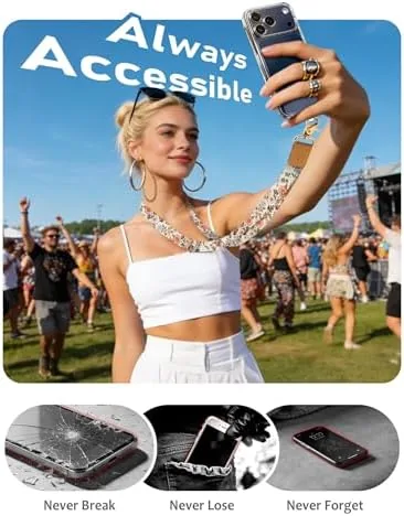 Another view of the Yonlevres Phone Lanyard Crossbody Strap Wrist Neck Adjustable Women Flower
