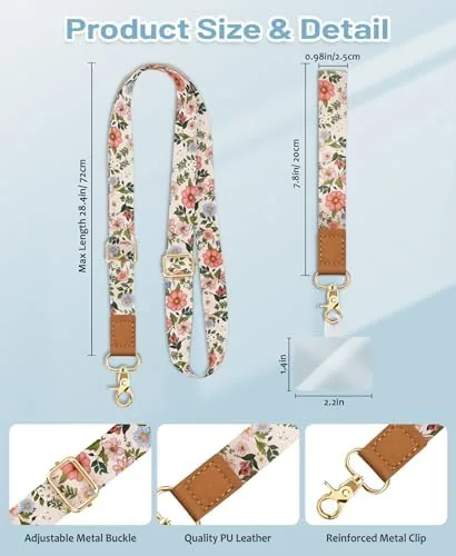 The Yonlevres Phone Lanyard Crossbody Strap Wrist Neck Adjustable Women Flower compared in context