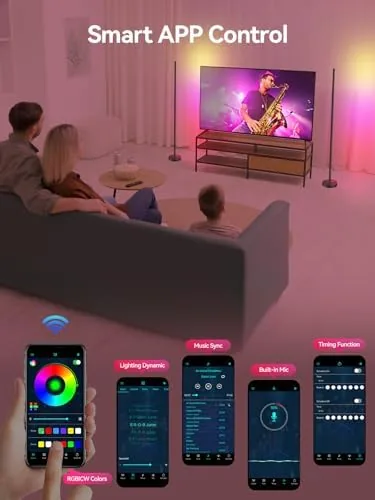 The smart corner lamp compared with a traditional floor lamp in the same room