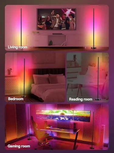 The lamp app on a phone showing the color wheel, scene list, and brightness sliders
