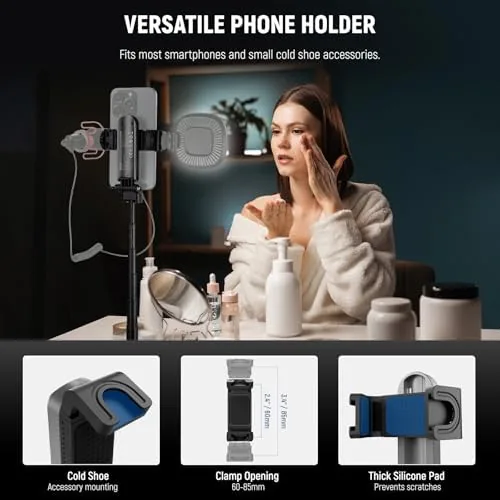 Another view of the NEEWER Selfie Stick with Detachable Bluetooth Remote Shutter, Lightweight Foldable