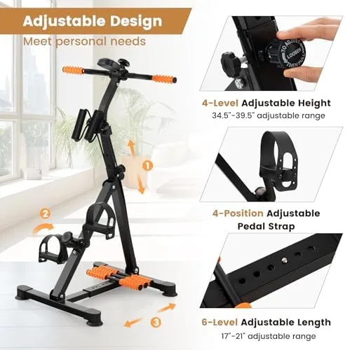 Pedal exerciser in use on a table for arm therapy