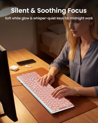 Another view of the SEUNKWANG Wired Backlit Keyboard with Pudding Keycaps, Quiet Full Size