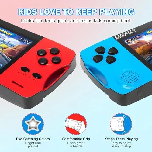 The kids handheld next to a phone and a larger mainstream gaming handheld
