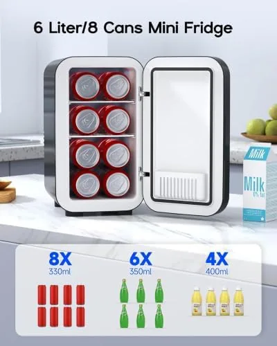 Close look at the BEICHEN Mini Fridge,6 Liter / 8 Can Small Fridge for build quality