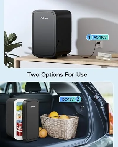Another view of the BEICHEN Mini Fridge,6 Liter / 8 Can Small Fridge for