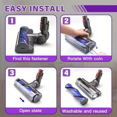 The anti-tangle head next to a stock roller and a basic brush for comparison