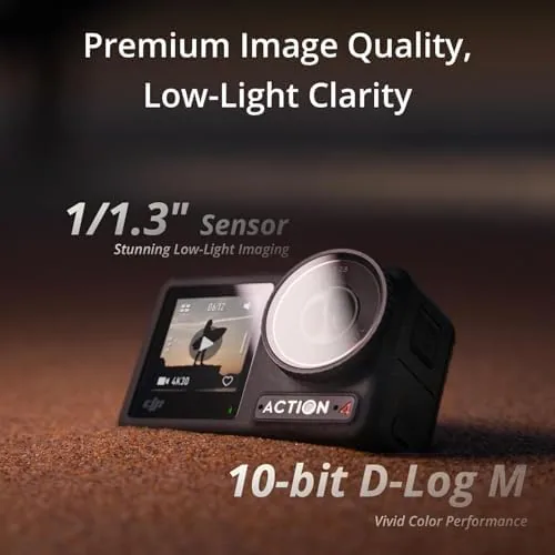 Close up of the sealed lens and the raised frame edge of the Osmo Action 4