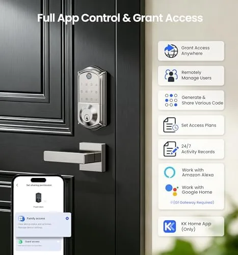 Close up of the fingerprint reader and the backlit touchscreen keypad