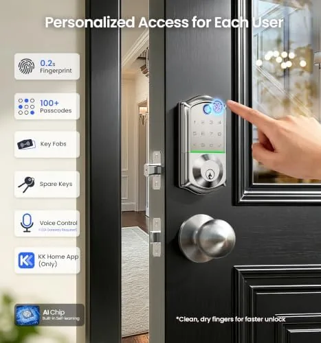 A finger pressing the sensor while the lock lights up to confirm the read