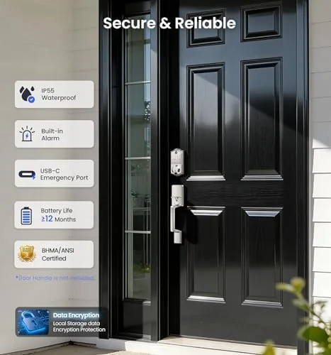 The VE017 beside a keypad only deadbolt and a premium smart lock