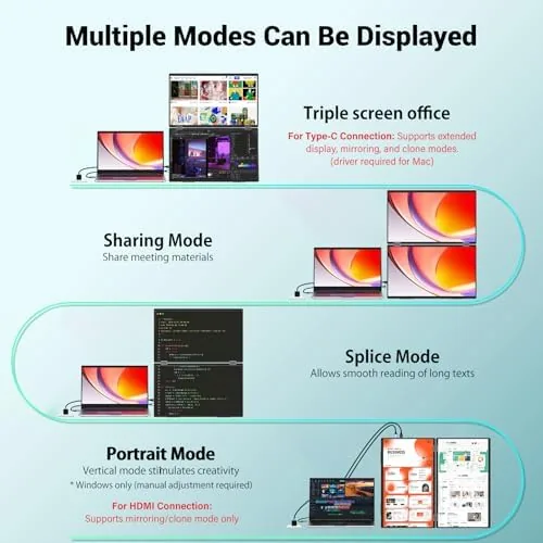 The dual monitor in tower mode beside a laptop