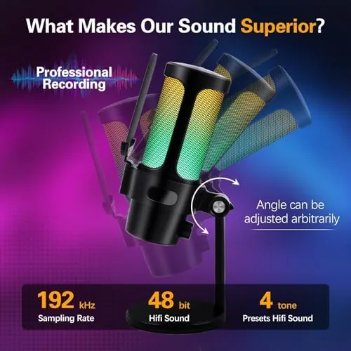 Close look at the VCOM Gaming USB Microphone, Condenser Dynamic Mic for Podcasting, Streaming build quality