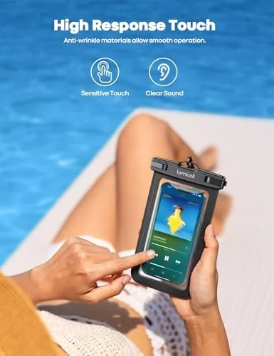 The Lamicall Waterproof Phone Pouch, [2 Pack] IPX8 Water Proof Cell in real use