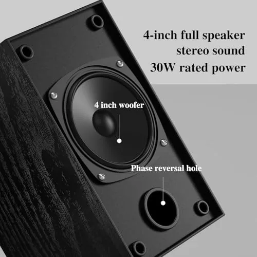Close look at the Elimavi 30W X 2 Powered Bookshelf Speakers, RCA Input for build quality