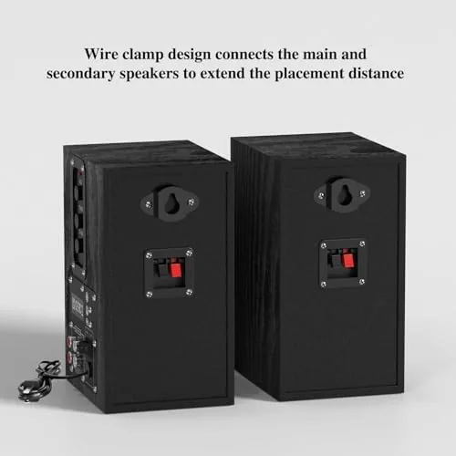 The Elimavi 30W X 2 Powered Bookshelf Speakers, RCA Input for in real use