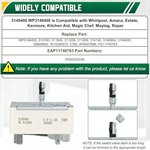 Close up of the spade terminals on the back of the burner switch