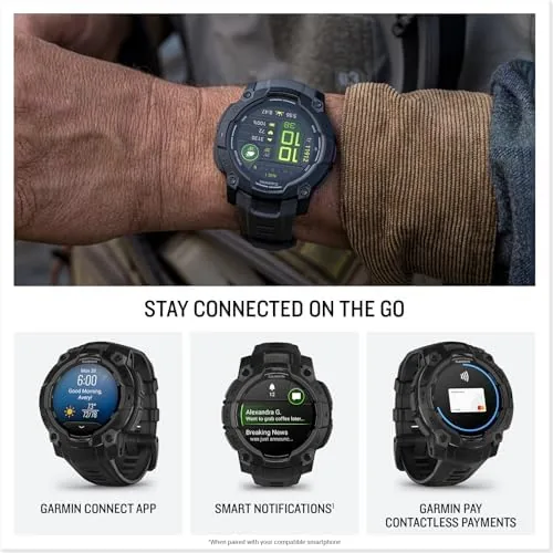The watch on a trail map with route breadcrumbs shown