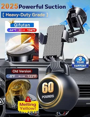 The mount attached to a windshield with a phone in landscape