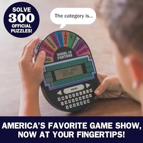 Close up of the Wheel of Fortune handheld game buttons and display