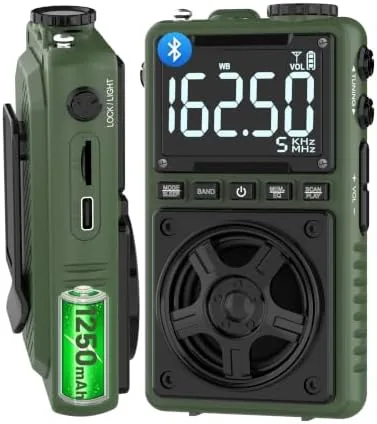 Overview of the Bluetooth AM FM Shortwave Radio with NOAA Weather Alert,1250mAh Rechargeable