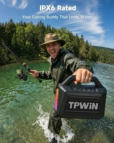 Detail shot of the Bluetooth Speaker - 80W Loud Rugged Outdoor Speakers, IPX6 Waterproof features