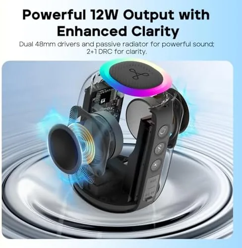 Another view of the Tribit StormBox Mini+ Portable Bluetooth Speaker, 12W, 360° Sound, Blue