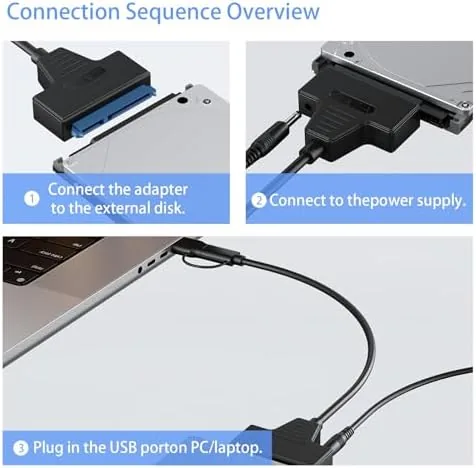 Another view of the SATA to USB 3.0 and USB C Adapter Cable for
