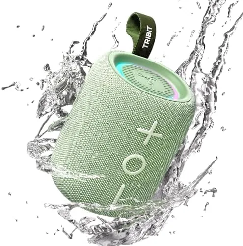 Close look at the Tribit StormBox Mini+ Portable Bluetooth Speaker, 12W, 360° Sound, Green build quality
