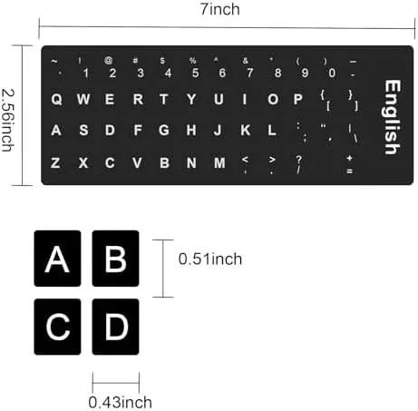 Close look at the 2PCS English Keyboard Stickers, Universal Replacement English Keyboard Letter Stickers build quality