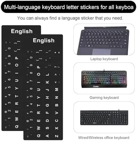 The 2PCS English Keyboard Stickers, Universal Replacement English Keyboard Letter Stickers in real use