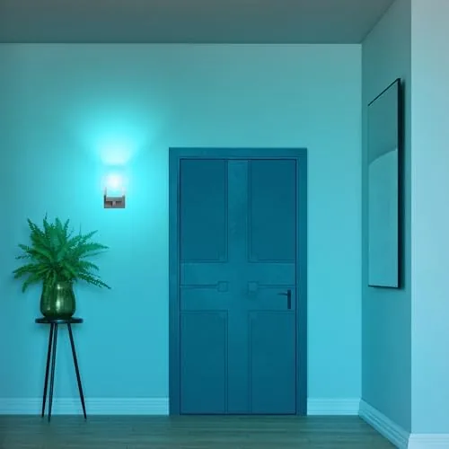 A bedroom using Feit smart bulbs set to warm white in the evening