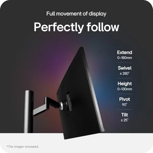 The monitor in portrait orientation showing a long document