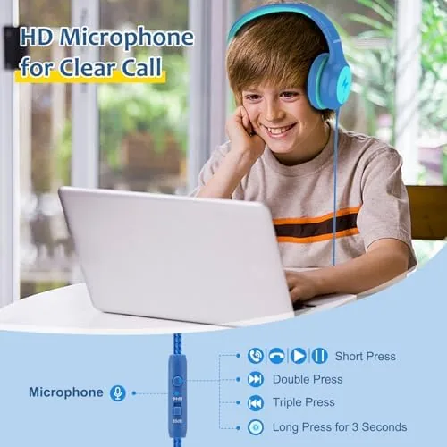 Child using the headphones with a tablet in the car