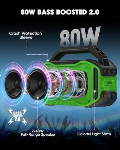 Close look at the ANCOON Speakers Bluetooth Wireless: 80W(Peak) Loud Speaker with Bass, 20H build quality