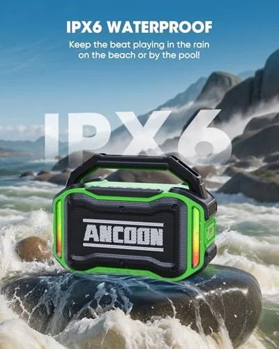 Detail shot of the ANCOON Speakers Bluetooth Wireless: 80W(Peak) Loud Speaker with Bass, 20H features