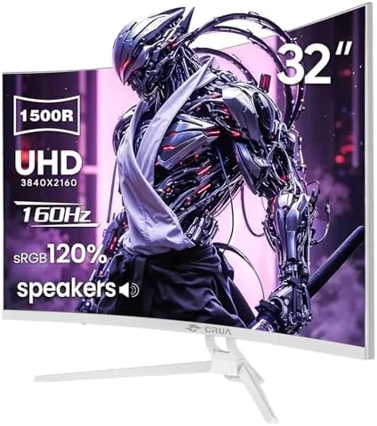 CRUA 32" 4K UHD 160Hz Curved Gaming Monitor, 1500R, AMD FreeSync, White | 3840x2160 Review: Tested and Rated