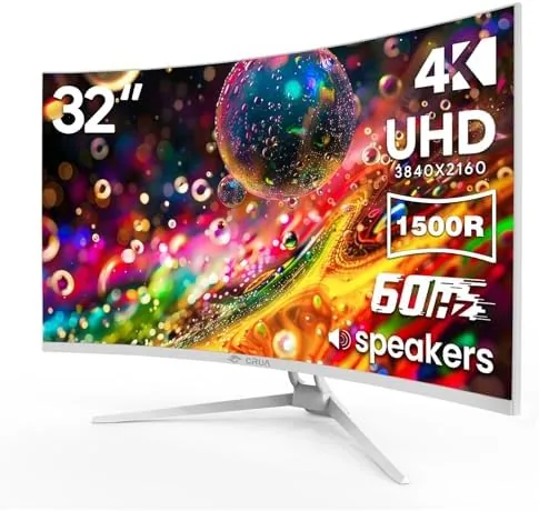 Overview of the CRUA 32" 4K UHD 60Hz Curved Monitor, 1500R, AMD FreeSync