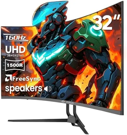 Overview of the CRUA 32" 4K UHD 160Hz Curved Gaming Monitor, 1500R, AMD