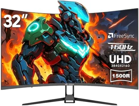 Close look at the CRUA 32" 4K UHD 160Hz Curved Gaming Monitor, 1500R, AMD build quality