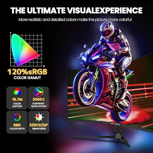The CRUA 32" 4K UHD 160Hz Curved Gaming Monitor, 1500R, AMD in real use