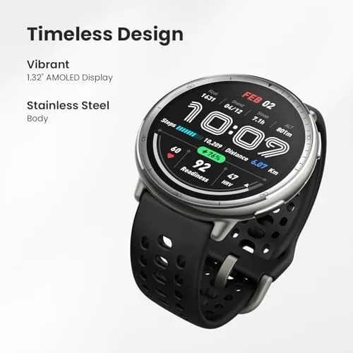 Close look at the Amazfit Active 2 Smart Watch, 1.32" AMOLED Display, GPS, iOS/Android build quality