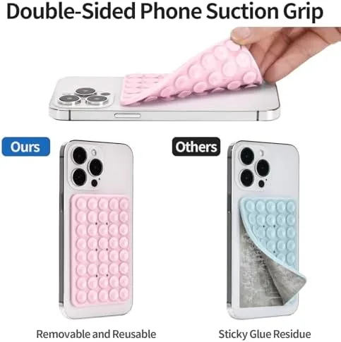 Close look at the Silicone Double-Sided Suction Cup Phone Case Detachable Mount, Light Pink build quality