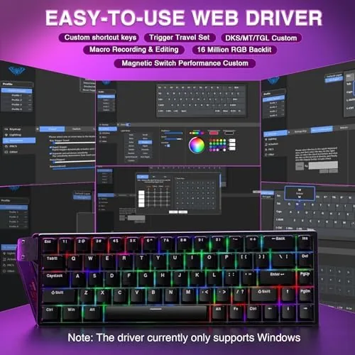 The WIN68 HE next to a standard mechanical keyboard showing the size difference