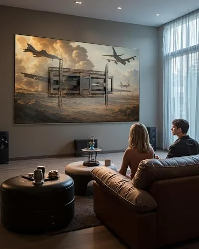 The installed mount with the TV pulled to the full extension during testing
