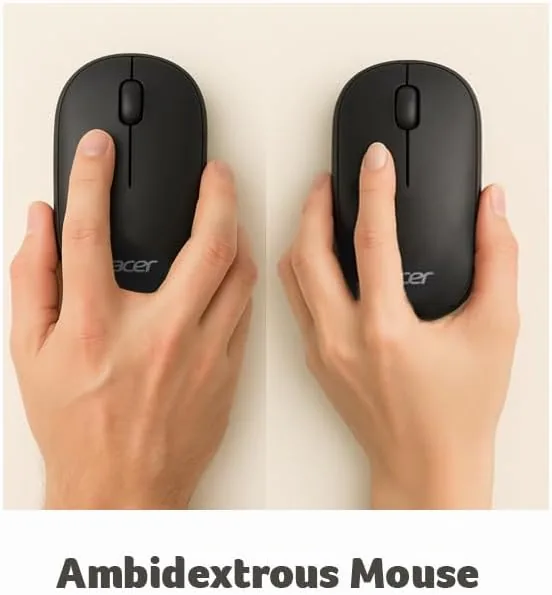 The Acer mouse beside a Bluetooth mouse and a rechargeable wireless mouse