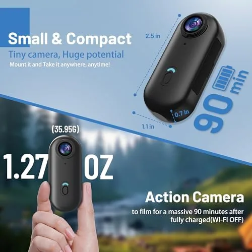 Close up of the camera lens, status window, and magnetic back plate